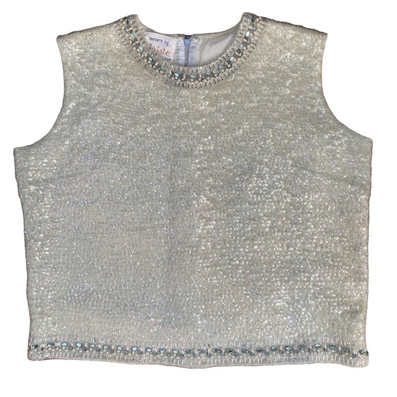 Imports by Aristo Tops - Vintage Sequin and Beaded Shell Size Large Imports by Aristo Brand Flapper Style